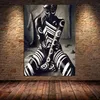 Femme africaine tatouée toile peinture affiches et impressions Figure unique mur Art photos pour salon décor à la maison sans cadre Pain225O