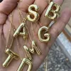 Pendant Necklaces Gold Plated Copper Chunky Alphabet Balloon Bubble Initial Letter Pendant Necklace for Women Men Personalized Fashion Jewelry L24313