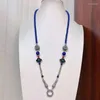 Hängen Natural Lapis Lazuli Sterling Silver Universal Clasp Halsband Original Design National Style Sweater Chain Fashion Jewelry