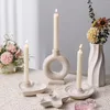 Candle Holders Creative Ceramic Candlesticks Light Grey Polished Modern Design Candlestands Tabletop Decorative Articles