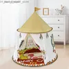 Tentes jouets Tentes jouets Kid tipi tente maison 123*116 cm Portable princesse château présent pour enfants enfants jouer jouet tente anniversaire cadeau de noël Q231220 L240313