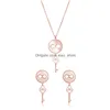 Orecchini Collana Set Fysara Chiave Design Ciondolo Gioielli 3 Colori Disponibili Colore Bianco Conchiglia Per Le Donne Ragazza Regalo Set di Consegna Goccia Dhufx