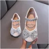 Sandals Childrens Baby Girls With Bow Toe Flat For Kids Party Sparkly Shoes 21-30 Drop Delivery Maternity Dhkqa