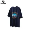 Homens camisetas UPRAKF Heavyweight Paisagem Gráfico Impressão Moda Oversized Algodão Homens Soltos Ombro Manga Curta Tees Verão