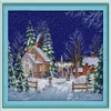 Country Spacers Winter Sonw House Decor Wystrój domu malowanie ręcznie robione szwy haftowe Zestawy robót igłowych zliczone druk na płótnie DMC 239A