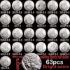 63pcs USA Full Set Walking Liberty Coins Bright Silver Silver plated copper copy coin321k