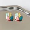 Boucles d'oreilles Style coréen pour femmes, Design, couleur contrastée, géométrique, carré, goutte d'huile, clous d'oreilles, bijoux à la mode, cadeau pour filles