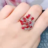 Cluster Rings Per Jewelry Natural Real Red Ruby Ring Luxury Flower Style 925 Sterling Silver 0.3ct 12pcs Gemstone Fine LX231217