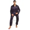 Conjunto de pijamas de cetim de seda masculino conjunto de pijamas conjunto de pijamas loungewear smlxl2xl3xl4xl _ presentes perfeitos 240227