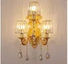 Lâmpada de parede Golden Crystal Light Corredor Europa Quarto 3L Cor AC Sconce Cabeceira Sala de estar