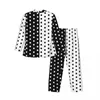 Men's Sleepwear Pajamas Men Retro Two Tone Sleep Black And White Spotted 2 Piece Casual Pajama Sets Long-Sleeve Oversize Home Suit