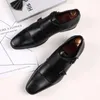 Sapatos de vestido 2024 homens de luxo cabeça quadrada monge cinta oxford para negócios de casamento terno formal homens preto marrom