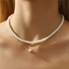 Andra ywzixln trend eleganta smycken bröllop multilayer pärlhalsband för kvinnor mode vit imitation pearl choker halsband n0323 l24313