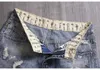 Herren-Jeansshorts mit Löchern, gewaschen, koreanischer Stil, gerade, Viertel-Patch, lässige Jeans 240226