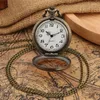 Pocket Watches Retro Watch Antique Transparent Cover Arabic Number Quartz Clock For Men Women Necklace Pendant Chain Timepiece Gift