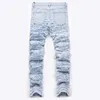 Männer Jeans Europa Stil Männer Hosen Skinny Slim Biker Denim Blau Stretch Loch Design Für Ehemann Große Größe 40 42