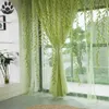 カーテンドレープモダンなチュールカーテン柳の葉の窓キッチングリーンリーフシアーリビングルームベッドルームDIY330F