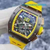 Ładne zegarki nadgarstka Unisex Na rękę RM Watch RM011 Ceramic Circle Brown Yellow Color Dopasowanie czasu Funkcja Hollow