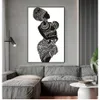 Dipinti Immagine da parete bianca Stampa poster Decorazioni per la casa Bella donna africana con camera da letto per bambini Pittura su tela nera And2965