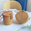 Bolsas de ombro 2024 vintage artesanal crossbody saco de couro redondo praia meninas círculo rattan pequeno boêmio mulheres