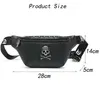 Mihaivin Rock Skull Unisex Belt Bag Rivet Chest Luxury midja Kvinnor Banana Punk Black Fanny Pack Leather Men Bum Bags 240308