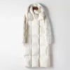 Doudoune d'hiver à capuche en duvet d'oie blanche pour femme, veste longue, épaisse et chaude, tendance