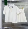 Lyxkvinnor veckade kjol Polo toppar set designer kort ärm mini klänning kläder sommar eleganta sexiga casual blusuppsättningar