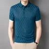 Business Casual Short Sleeve Men Plaid Polo Shirts Korean Kläder Summer Tees Fashion Male Vintage Loose Smooth Basic Tops 240304