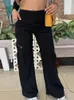 Calças femininas casuais carga mulheres elegante botão sólido calça longa moda coreana multi-bolsos calças de cintura alta feminina 2024 verão