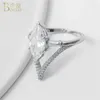 Z bocznymi kamieniami Boako markizowy pierścionek zaręczynowy dla kobiet moda luksusowy srebrny cyrkonia korona ślubna