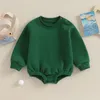 Rompers 2024-09-19 LioRaitiin 0-18m Född baby pojke tjej kläder fleece fast färg bubbla bodysuit tröja långärmade varma kläder