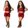 Women's Tracksuits 5Sets Bulk Wholesale Summer Two Piece Set Women Sexy One Shoulder Crop Tops Shorts Activewear Outfits Female Workout