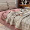 Comforters sets Summer Quilt Cotton Home Sofa Air Conditioning Throw Blanket Breathable Soft Office Nap Blanket Bedroom Bed Thin Quilts Washable YQ240313