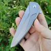 High Quality A5026 High End Flipper Knife M390 Satin Blade CNC TC4 Titanium Alloy Handle Ball Bearing Outdoor Camping Hiking Fishing EDC Pocket Knives