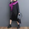 Casual Dresses Oversized Shirt Dress For Women Contrast Color Spring Polo Collar Irregular Pregant Clothes Vestido De Mujer