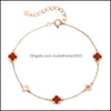 Charm Armbanden Verstelbare Klavertje Vier Bloem Armband Voor Vrouwen Meisjes Groothandel Drop Delivery Sieraden Otfdu