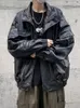 Gmiixder moto veste en cuir PU hommes surdimensionné décontracté américain rétro pardessus unisexe Punk Streetwear Cool Bomber veste 240228