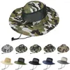 Berets Atmungsaktive Mesh Eimer Hut Outdoor Camouflage Sonnenschutz Wanderkappe Breite Krempe Visier Angeln Hüte Für Unisex