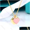 Pendant Necklaces Luxury Womens Fashion Jewelry Set - Heart-Shaped Double Heart Designer Necklace White Copper With Diamonds Ideal G Dhpuv