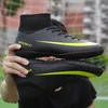 Zhenzu Men Black Turf Soccer Shoes Kids Cleats Football Training Boots High Ankle Sport Sneakersサイズ3545 240228