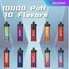 Valedna Vapes 10000 P Banana Ice Disponible Vapor Pen Electronic Cigarettes 14 ML POD 6 Glödande färger Luftjusterbar 5% ångpodoljekärna Separation 10K