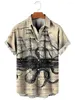 Men's Casual Shirts Vintage Shirt For Men 3d Map Printed Short Sleeve Male Lapel Button Clothing Fashion Tops Oversized Tshirt