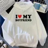 أنا أحب صديقي هوديز النساء النمط الكوري مضحك Y2K الملابس الجمالية النساء الأنيمي Sweatshirts 240313