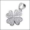 Charms Fashion CZ Micro Pave Clover Charm Pendant för halsbandsmycken Making Drop Leverans Fyndkomponenter OT48K