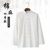 Vêtements ethniques 1pcs coton lin rétro hommes chinois traditionnel Hanfu chemise couleur unie uniformes décontractés à manches longues Tai Chi Tang