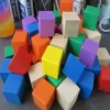 Artesanato colorido cubo de madeira bloqueio de madeira material de construção modelo de construção decoração caseira infantil bloco de construção material de artesanato de madeira diy