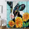 Tende Girasole Fattoria Mucca Tenda da doccia Animali divertenti Tende divisorie per bagno Tende da bagno impermeabili Decorazioni per tende oscuranti