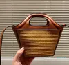 Дизайнерская сумка-шопер из роскошного плетения с ручкой, Соломенная женская дизайнерская сумка через плечо, пляжная сумка через плечо, клатч-корзина