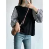 2023 Waidan Lotte Corea del Sud Splicing Autunno Nuova camicia a maniche lunghe Base T-shirt allentata Top Style T-Style