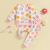 Carino stampa floreale neonate vestiti autunno bambino neonato completo set manica lunga felpa pantaloni 2 pezzi bambini 2 pezzi abiti 240313